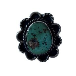 Vintage Southwestern Navajo Turquoise Silver Ring Size 6.75 Boho